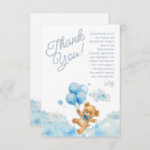 我々はTeddy Bear Blue Boy Baby Showerを待つことができる サンキューカード (正面/裏面)