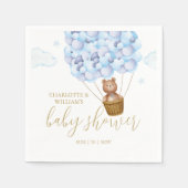 我々はTeddy Bear Blue Boy Baby Showerを待つことができる スタンダードカクテルナプキン (正面)