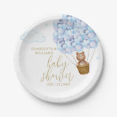 我々はTeddy Bear Blue Boy Baby Showerを待つことができる ペーパープレート (正面)