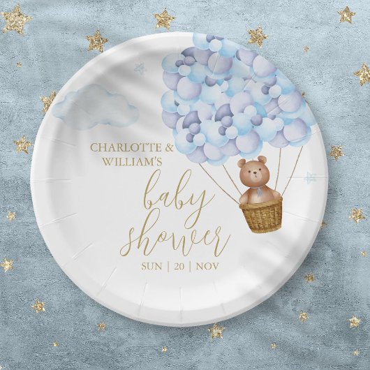 我々はTeddy Bear Blue Boy Baby Showerを待つことができる ペーパープレート