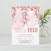 我々はtutu興奮バニーフローラ女の子ベビーシャワー 招待状 (スタンド正面)