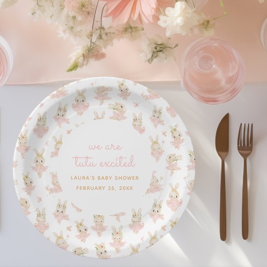 我々はtutu興奮バレリーナピンクベビーシャワー ペーパープレート