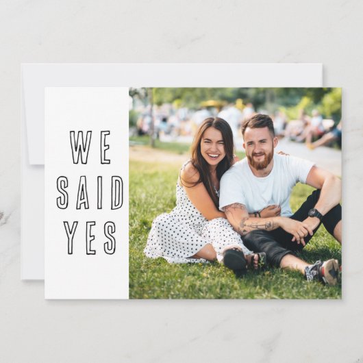 我々はYesと写真シンプルのモダン結婚の セーブザデート (正面)