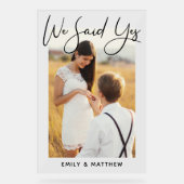 我々はYesパーソナライズされた写真婚約結婚の アクリルサイン (正面)