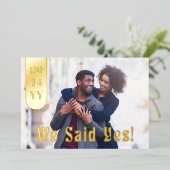 我々はYesフルブリードフォトウェディング日付を保存 箔招待状 (立ち正面)