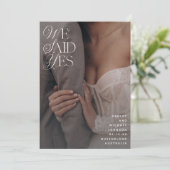 我々はYesホワイトオーバーレイ披露宴のみ2枚の写真 招待状 (スタンド正面)