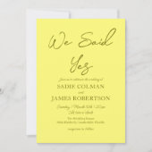 我々はYesミニマルなバターイエロー結婚ズと言った 招待状 (正面)