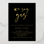 我々はYesモダンブラック書結婚道の金ゴールドFと言う 箔招待状 (正面)