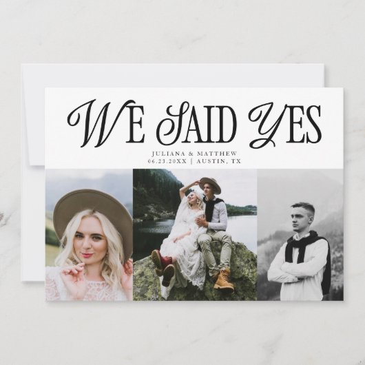 我々はYesヴィンテージエレガンス結婚の写真を数々の言った 案内状 (正面)