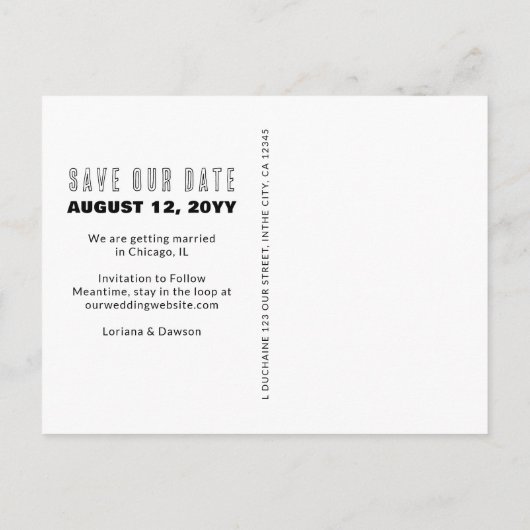 我々はYes写真の結婚式は日付はがきを保存すると述べた 案内ポストカード (裏面)