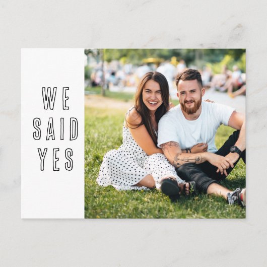 我々はYes写真の結婚式は日付はがきを保存すると述べた 案内ポストカード (正面)
