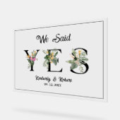 我々はYes熱帯夏の花のサイン結婚を言った アクリルサイン (傾斜)