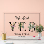 我々はYes熱帯夏の花のサイン結婚を言った アクリルサイン (ウェディング)