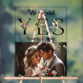 我々はYes熱帯花の手紙の写真と言っカスタムた アクリルサイン (ニュートラル)