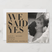 我々はYes素朴シック写真の発表結婚を述べた 招待状 (正面)