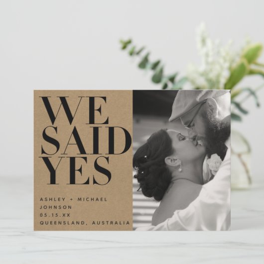 我々はYes素朴シック写真の発表結婚を述べた 招待状 (スタンド正面)