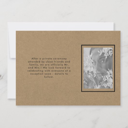 我々はYes素朴シック写真の発表結婚を述べた 招待状 (裏面)