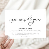 我々はYes結婚婚約発表カードを述べた 招待状