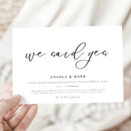 我々はYes結婚婚約発表カードを述べた 招待状