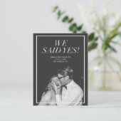 我々はYes | 写真モダンの結婚発表 案内ポストカード (スタンド正面)