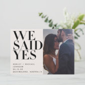 我々はYES |赤面+ブラック2フォト結婚ズ 招待状 (スタンド正面)