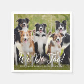 我々もシンプルモダンカスタムPhoto Dog結婚's スタンダードカクテルナプキン (正面)