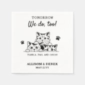 我々も ペットネーム猫のリハ結婚ーサルディナー スタンダードカクテルナプキン (正面)