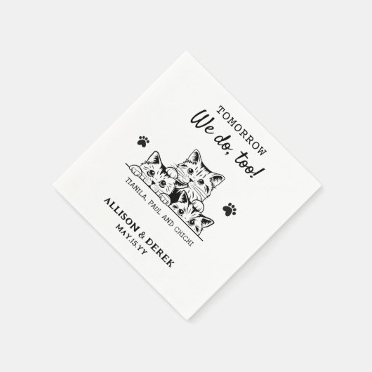 我々も ペットネーム猫のリハ結婚ーサルディナー スタンダードカクテルナプキン (角)