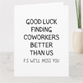 我々よりも良い同僚を見つけることを幸運に感謝してい祈る サンキューカード (正面)