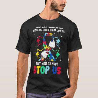 我々をバカにして我々をブロックするか我々に参加するのを見ることができる Tシャツ