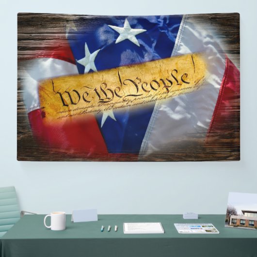 我々アメリカ合衆国憲法の旗 横断幕 (トレードショー)