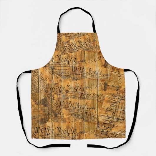 我々アメリカ合衆国憲法素朴木材 エプロン (正面)