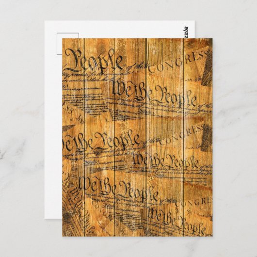 我々アメリカ合衆国憲法素朴木材 ポストカード (正面/裏面)