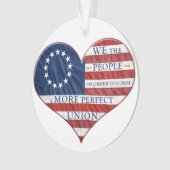 我々アメリカ国旗のハート オーナメント (正面)