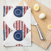 我々アメリカ国旗のハート キッチンタオル (四つ折り)