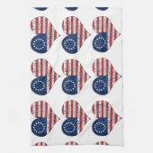 我々アメリカ国旗のハート キッチンタオル (縦)