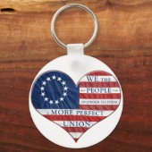 我々アメリカ国旗のハート キーホルダー (正面)