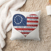我々アメリカ国旗のハート クッション (ブランケット)