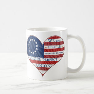 我々アメリカ国旗のハート コーヒーマグカップ