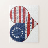 我々アメリカ国旗のハート ジグソーパズル (縦)