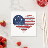 我々アメリカ国旗のハート スタンダードカクテルナプキン (インサイチュ)