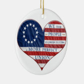 我々アメリカ国旗のハート セラミックオーナメント (右)