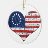 我々アメリカ国旗のハート セラミックオーナメント (左)