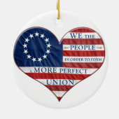 我々アメリカ国旗のハート セラミックオーナメント (裏面)