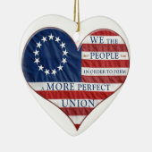 我々アメリカ国旗のハート セラミックオーナメント (右)