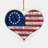 我々アメリカ国旗のハート セラミックオーナメント (裏面)