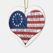 我々アメリカ国旗のハート セラミックオーナメント (左)