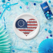 我々アメリカ国旗のハート ペーパープレート (パーティー)