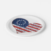 我々アメリカ国旗のハート ペーパープレート (アングル)