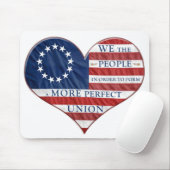 我々アメリカ国旗のハート マウスパッド (マウス)